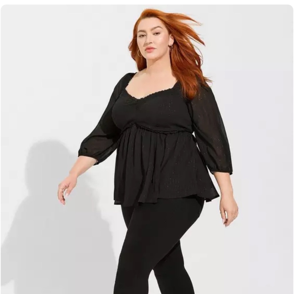 Torrid Black Women's Sheer Blouse Size 1 - Picture 3 of 7